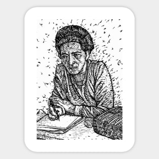 SIMONE DE BEAUVOIR ink portrait .1 Sticker